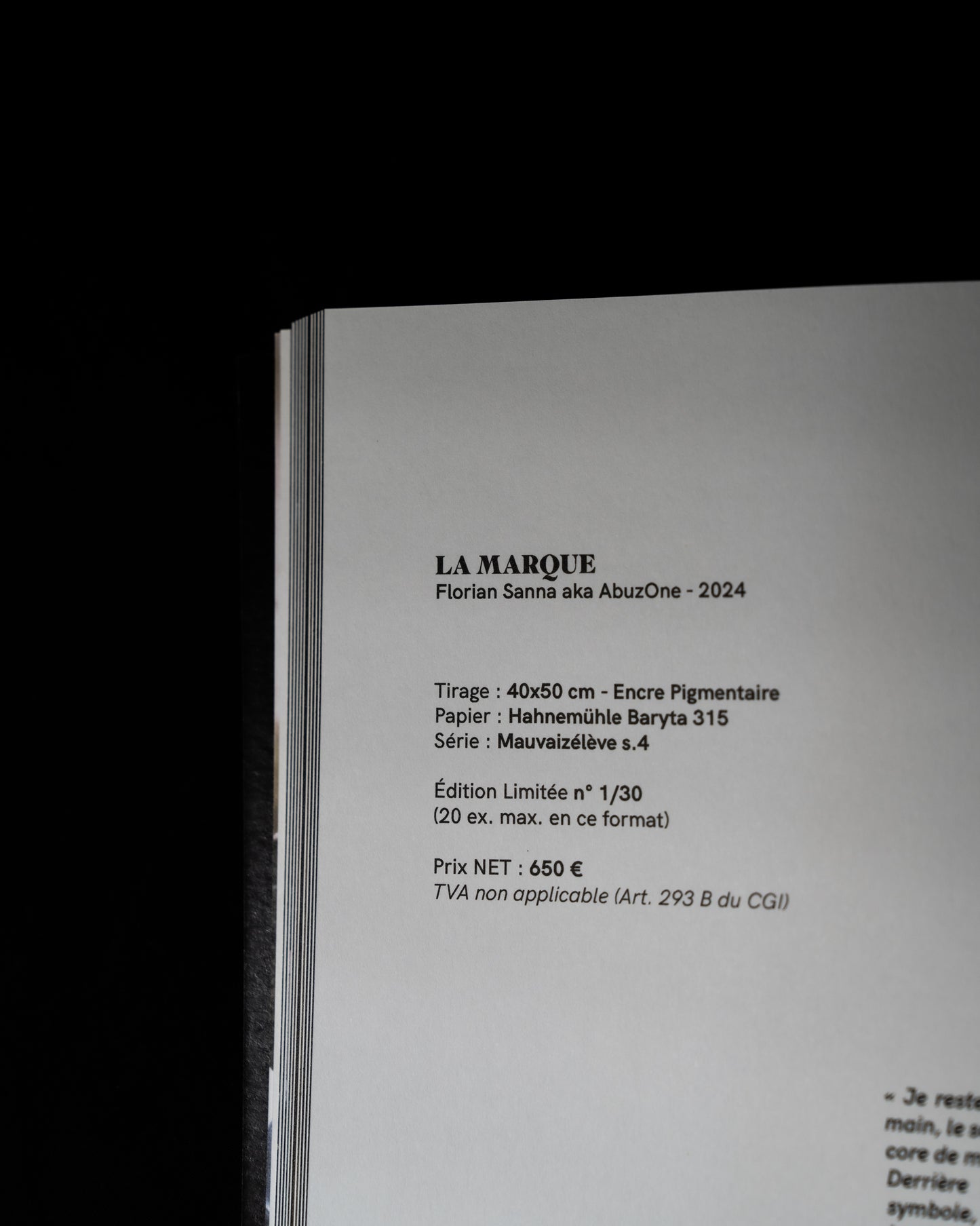 Catalogue d'exposition 2025 (Limité à 100 ex.)